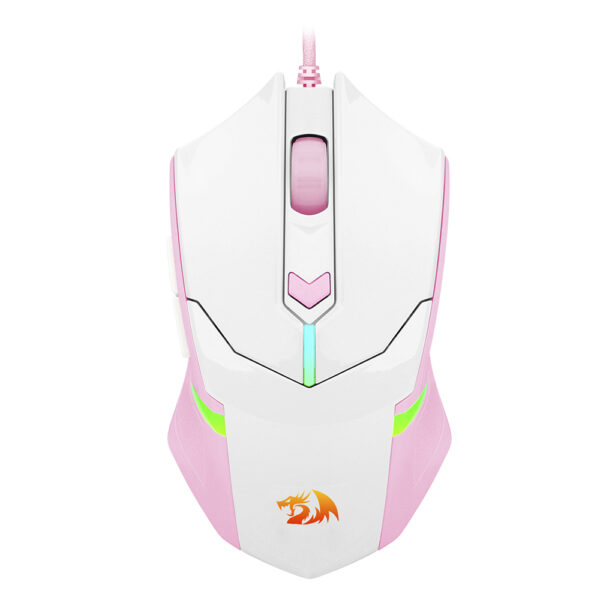 Mouse Gamer Redragon Centrophorus RGB - Branco com Rosa