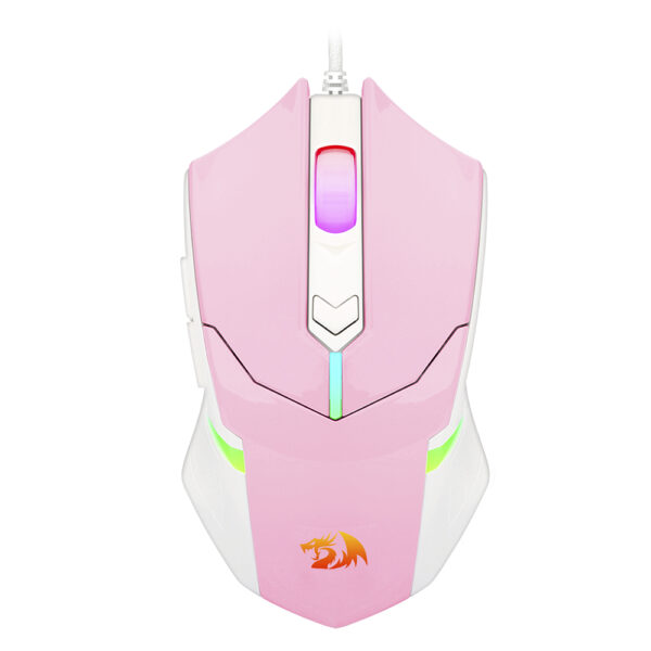 Mouse Gamer Redragon Centrophorus RGB - Rosa com Branco