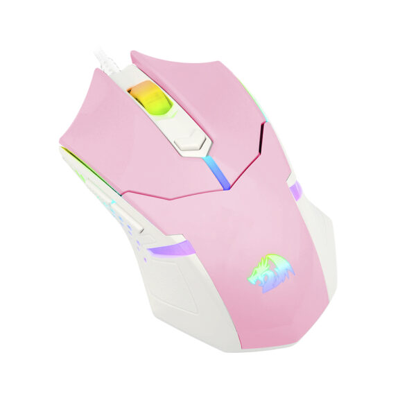 Mouse Gamer Redragon Centrophorus RGB - Rosa com Branco - Image 4