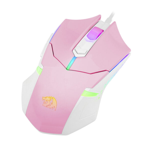 Mouse Gamer Redragon Centrophorus RGB - Rosa com Branco - Image 2