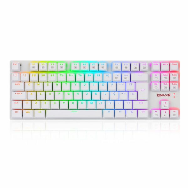 Teclado Gamer Redragon APS TKL, RGB, Switch Blue - Branco