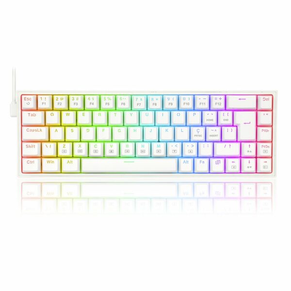 Teclado Gamer Redragon Castor RGB, Branco – Switch Red