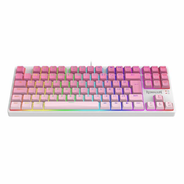 Teclado Gamer Redragon Daksa RGB Switch Brown - Branco e Rosa - Image 2