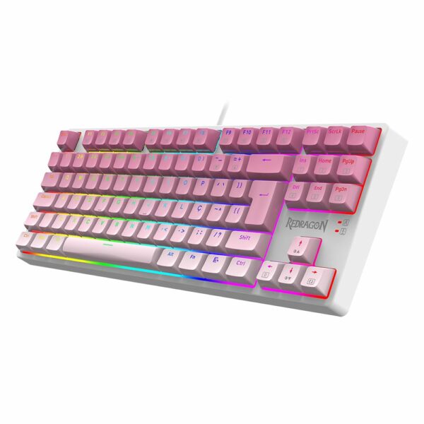 Teclado Gamer Redragon Daksa RGB Switch Brown - Branco e Rosa - Image 4