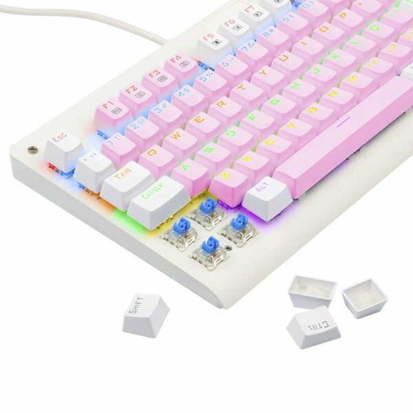 Teclado Gamer Redragon Dark Avenger Rainbow Switch Blue - Rosa com Branco - Image 3