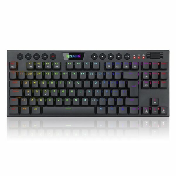 Teclado Gamer Redragon Horus TKL RGB, Preto - Switch Blue