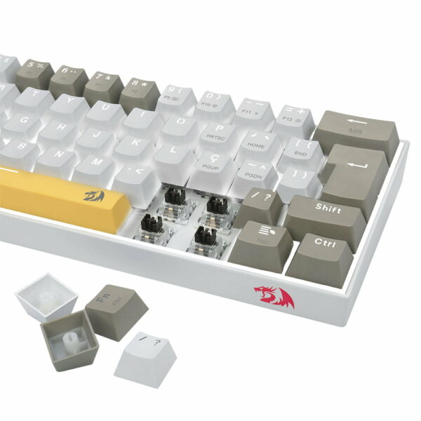 Teclado Gamer Redragon Lakshmi Rainbow - Amarelo/Branco/Cinza - Image 4