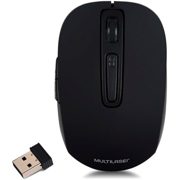 Mouse Sem Fio Multilaser MO277, Recarregável - Preto