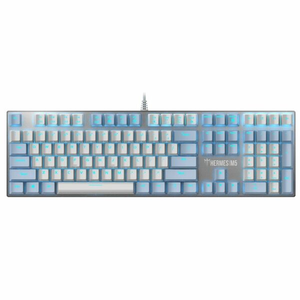 Teclado Gamer Gamdias Hermes M5, US, Switch Blue - Branco e Azul