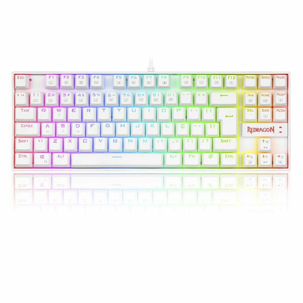 Teclado Gamer Mecânico Redragon Kumara Lunar White, RGB - Switch Outemu Black