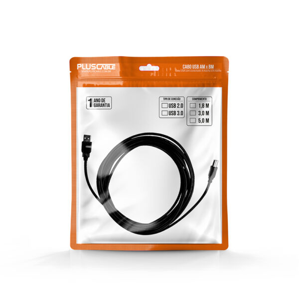 Cabo USB 2.0 para Impressora AM/BM 1.8M PC-USB1801 PlusCable - Image 4